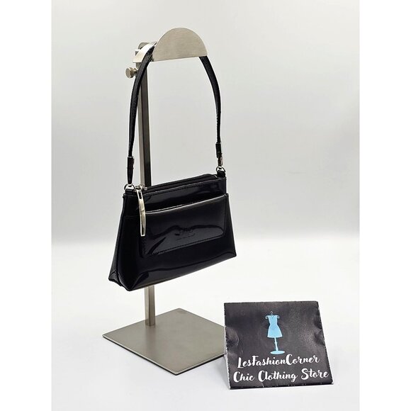 Beijo Women's Black Patent Leather With Shoulder Strap Mini Bag 2729 - Picture 4 of 10